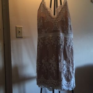 Tan lace strap dress